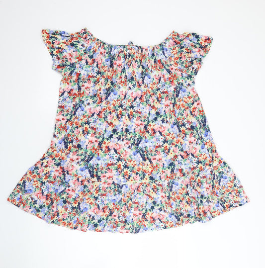 Peacocks Womens Multicoloured Geometric Viscose Shift Size M Boat Neck