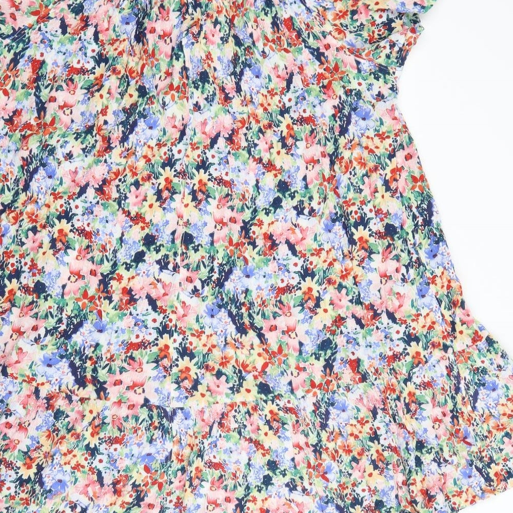 Peacocks Womens Multicoloured Geometric Viscose Shift Size M Boat Neck