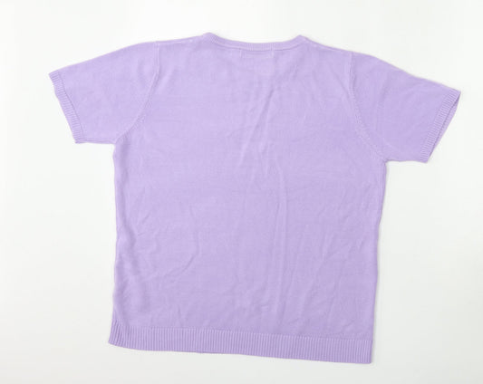 Womens UK Size 14 Pure & Natural Purple Pullover Jumper