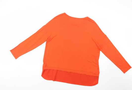 Gallery Womens Orange Boat Neck Viscose Pullover Jumper Size 16
