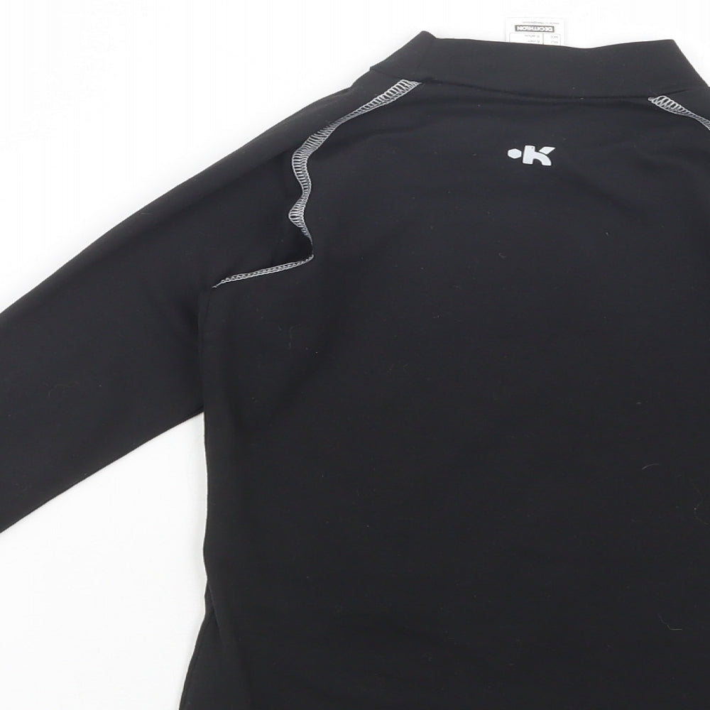 DECATHLON Boys Black Polyester Kimono T-Shirt Size 6 Years Mock Neck Pullover