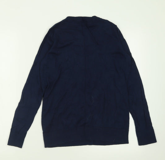 TU Womens Blue Crew Neck Cotton Cardigan Jumper Size 12