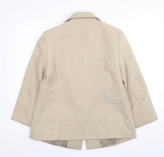 BHS Womens Beige Overcoat Coat Size 12 Button