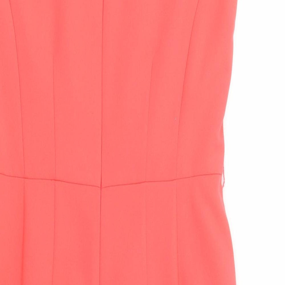 Dunnes Stores Womens Pink Polyester Pencil Dress Size 10 Square Neck Zip