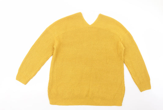 Womens UK Size L New Look Yellow Pullover Jumper