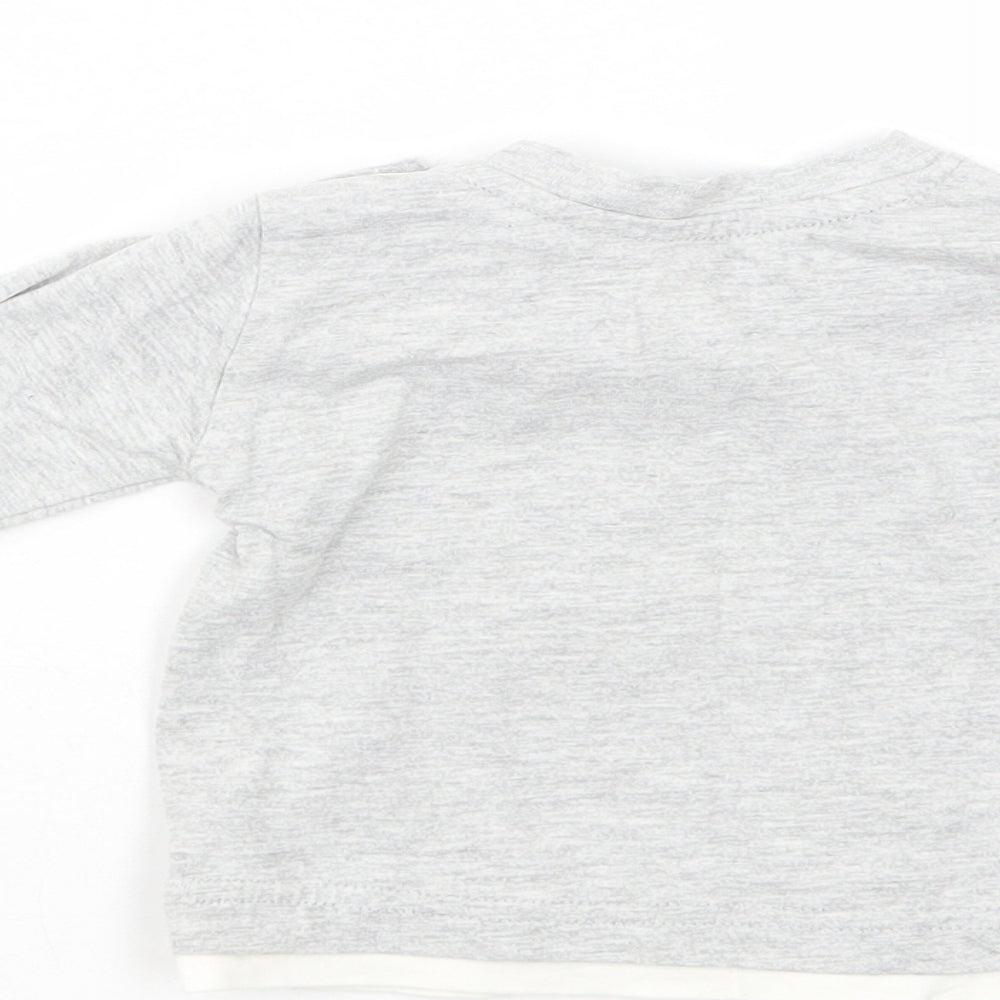 Dunnes Stores Baby Grey Cotton Basic T-Shirt Size 0-3 Months Crew Neck Snap - Just Out