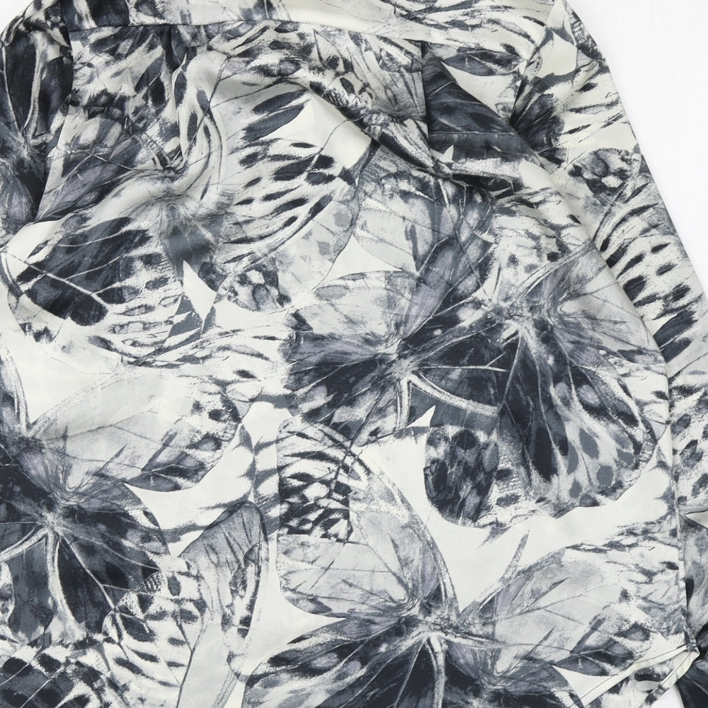 Primark Womens Grey Polyester Basic Button-Up Size 8 Collared