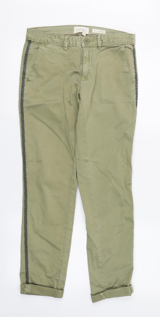Anthropologie Mens Green Cotton Chino Trousers Size 25 in L28 in Regular Zip