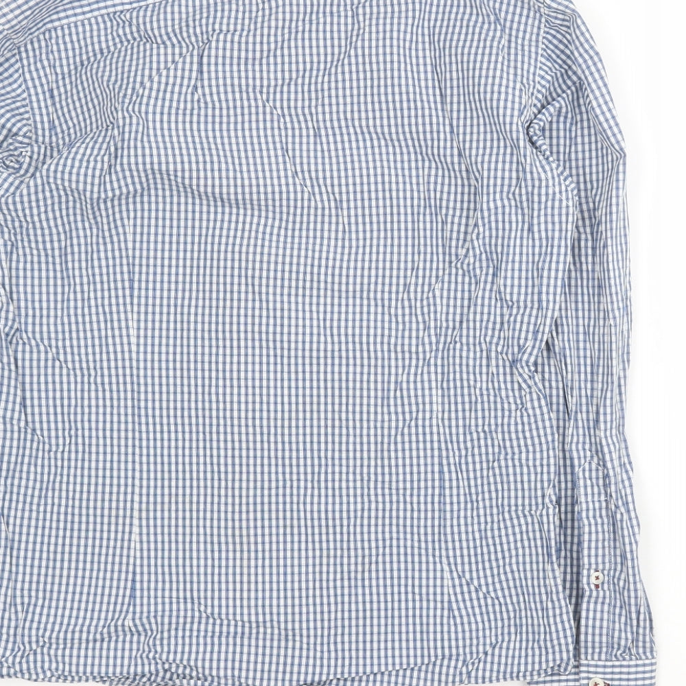 REMUS Mens Blue Plaid Cotton Button-Up Size M Collared Button