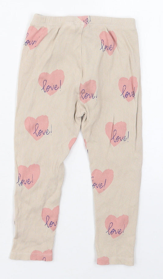 Zara Girls Beige Cotton Carrot Trousers Size 2-3 Years Regular - Love