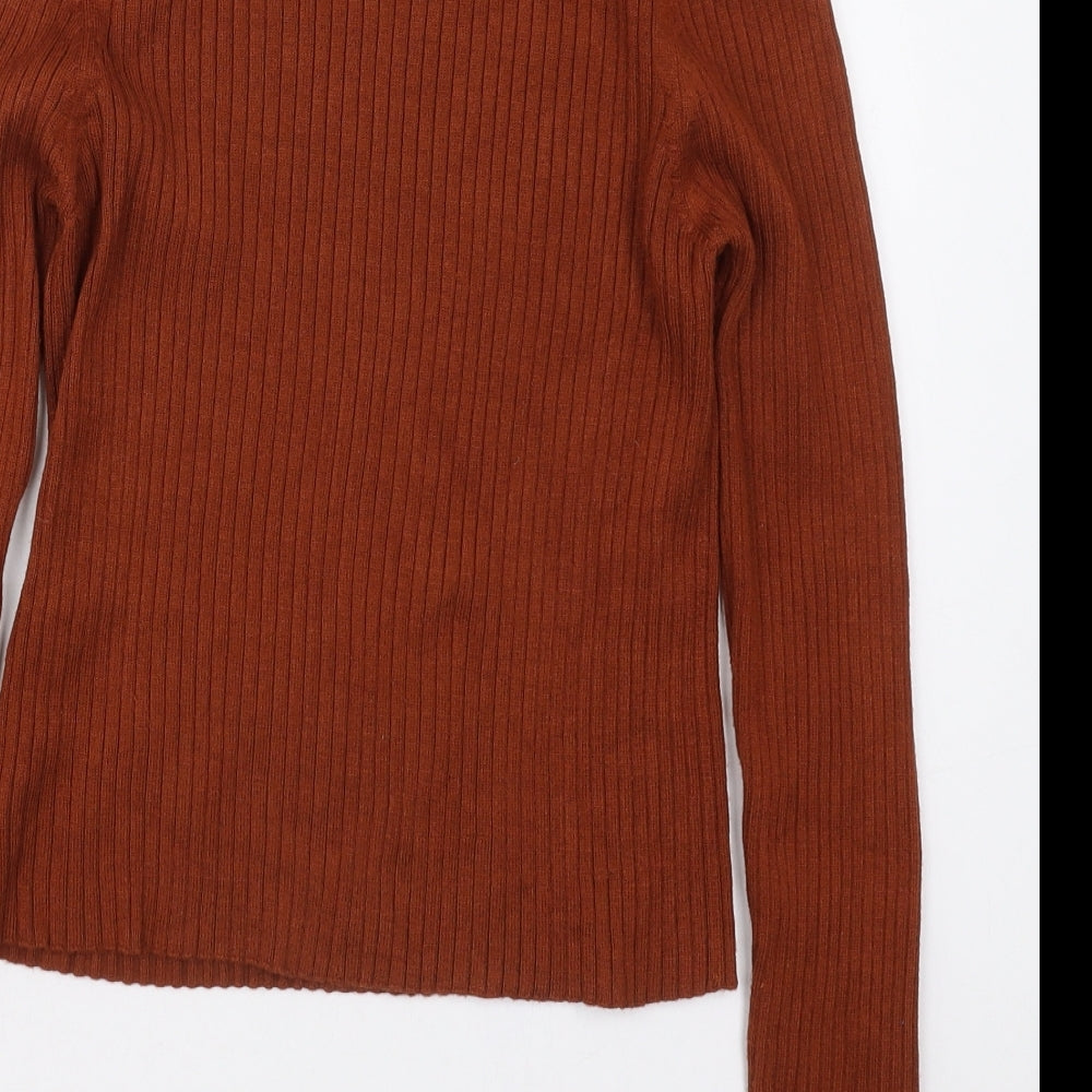 FOREVER 21 Womens Brown Crew Neck Viscose Pullover Jumper Size L