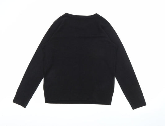 TU Womens Black Crew Neck Acrylic Pullover Jumper Size 10