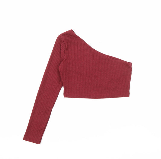 SheIn Womens Red Scoop Neck  Polyester Pullover Jumper Size S   - Off shoulder