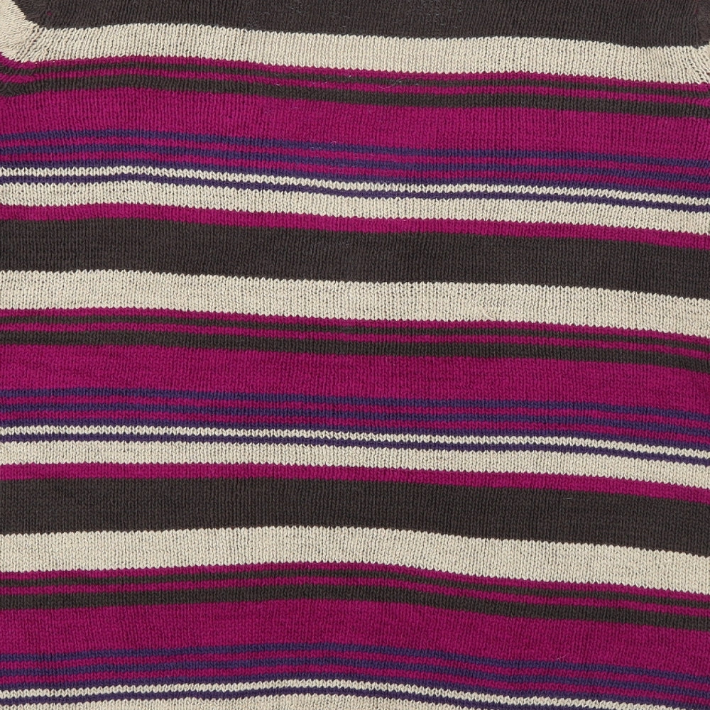 CC Womens Purple V-Neck Striped Acrylic Cardigan Jumper Size XL