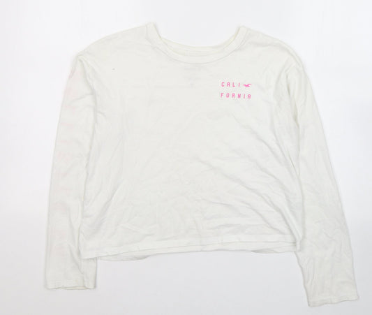 Hollister Womens White Cotton Jersey T-Shirt Size XS Round Neck