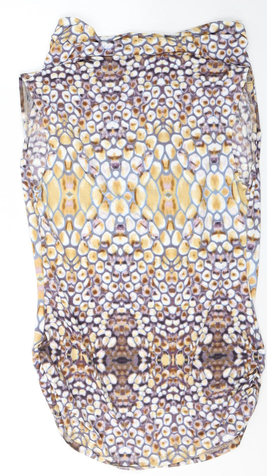 TU Womens Multicoloured Geometric Polyester Mini Size 12 Boat Neck Pullover