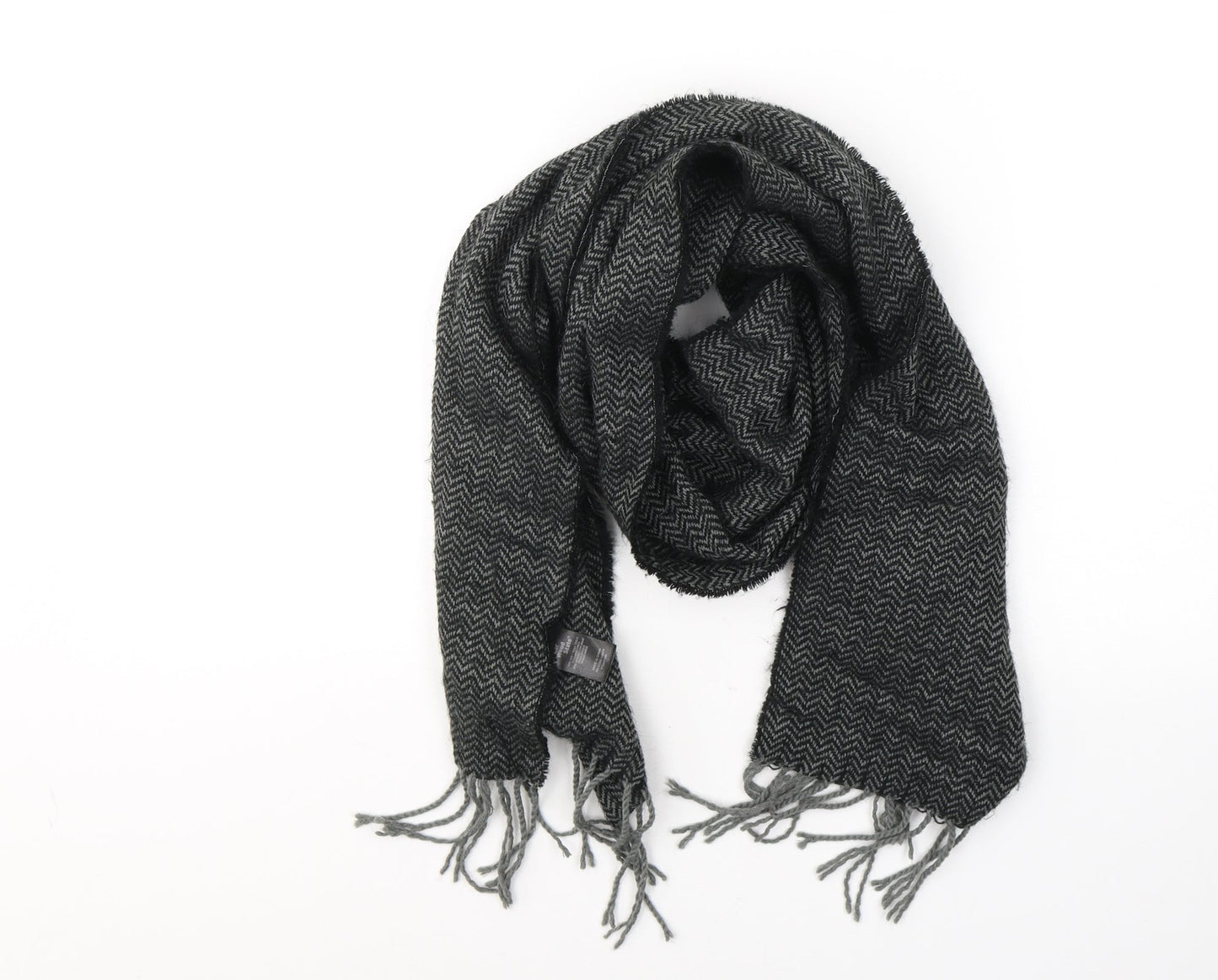 Cedar Wood State Unisex Black Geometric Acrylic Scarf One Size