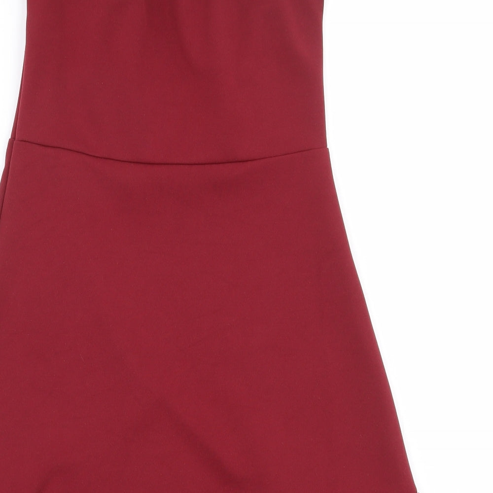 Nasty Gal Womens Red Polyester Basic Blouse Size 10 Off the Shoulder