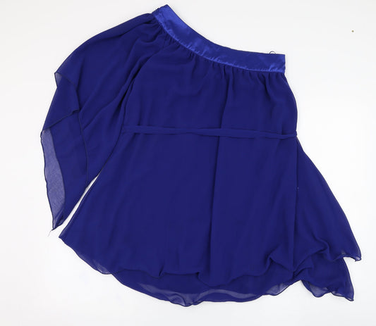 Quiz Womens Blue Polyester Basic Blouse Size 8 One Shoulder