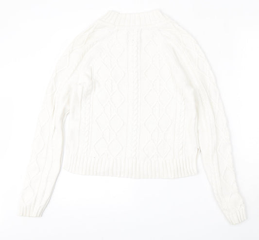 Gap Womens White Round Neck Cotton Pullover Jumper Size XS
