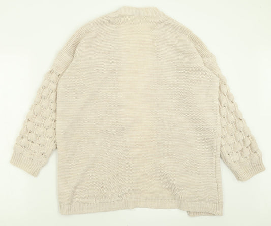 Rebellious Womens Ivory V-Neck Acrylic Cardigan Jumper Size M