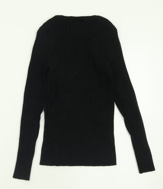 Primark Womens Black Crew Neck Viscose Pullover Jumper Size M