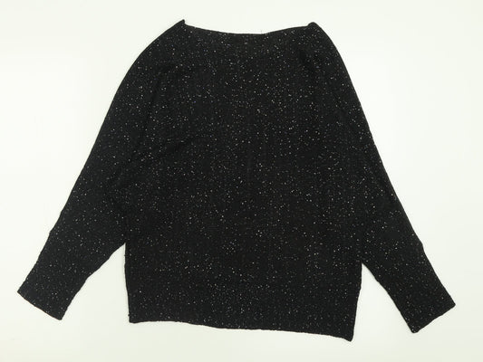 George Womens Black Crew Neck Polyester Pullover Jumper Size S