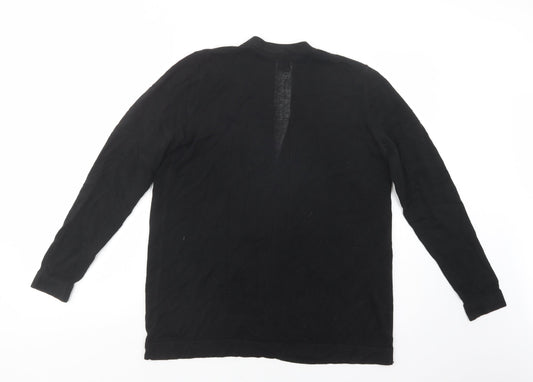 Ann Taylor Womens Black V-Neck Cotton Cardigan Jumper Size M