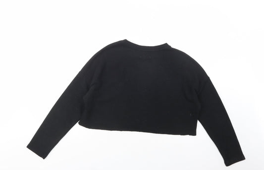 Womens UK Size S Pull & Bear Black Pullover Sweatshirt