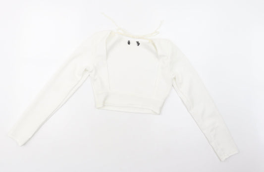 Womens UK Size 6 PRETTYLITTLETHING White Cropped Blouse