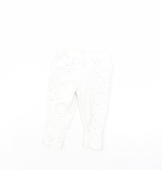 Primark Baby White Geometric Cotton Jogger Leggings Size 3-6 Months