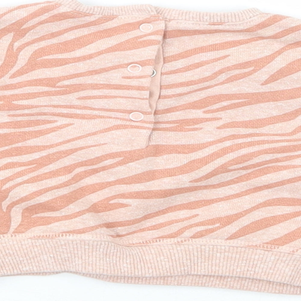 NEXT Baby Pink Animal Print Polyester Pullover Jumper Size 0-3 Months Snap