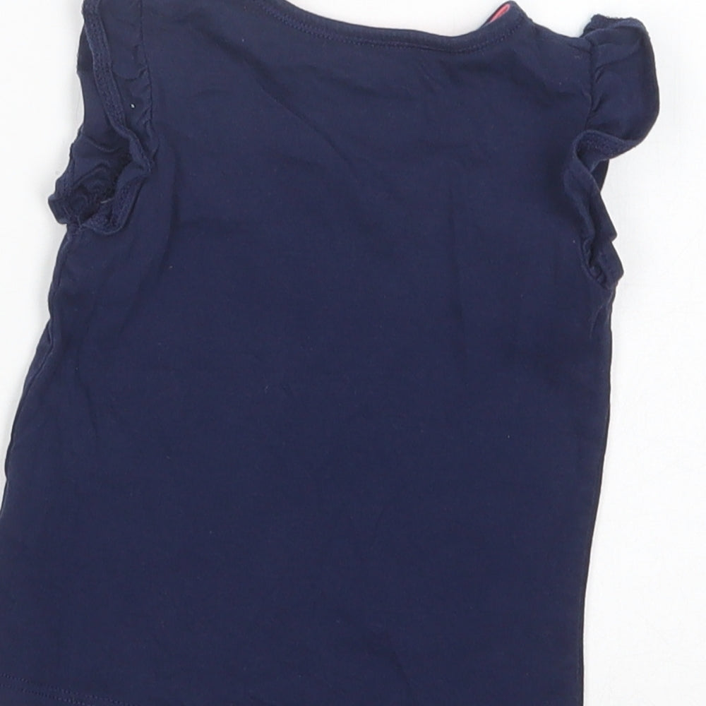 F&F Baby Blue Cotton Basic T-Shirt Size 3-6 Months Crew Neck Pullover - Smiles For Mummy