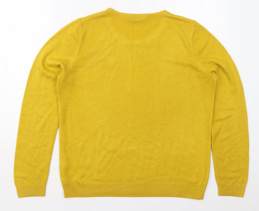 BHS Womens Yellow Crew Neck Acrylic Pullover Jumper Size 14
