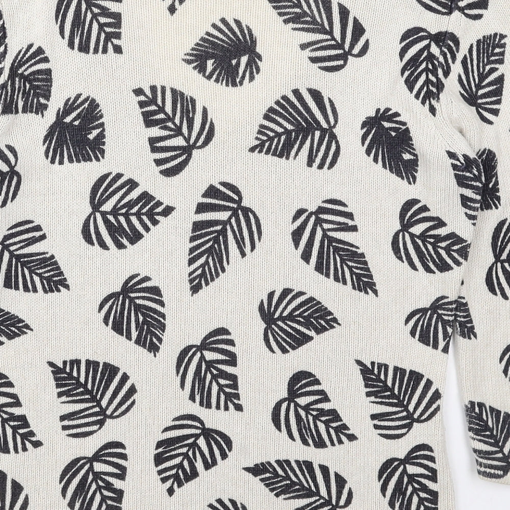 Kaliko Womens Brown V-Neck Viscose Pullover Jumper Size 10 - Leaf Prints