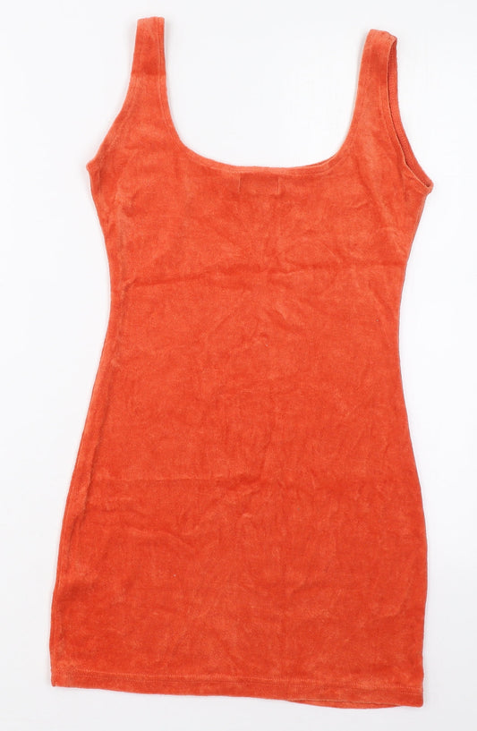 PRETTYLITTLETHING Womens Orange Cotton Mini Size 4 Scoop Neck Pullover