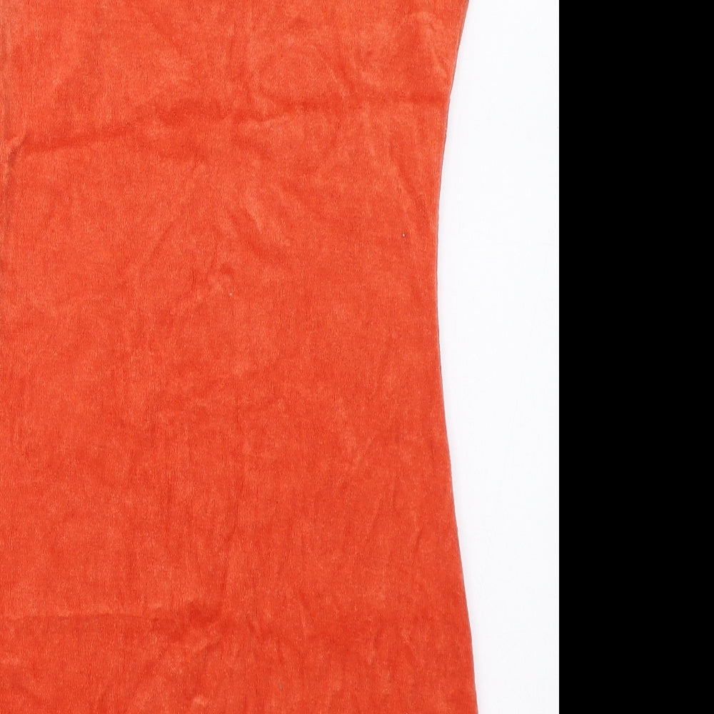 PRETTYLITTLETHING Womens Orange Cotton Mini Size 4 Scoop Neck Pullover