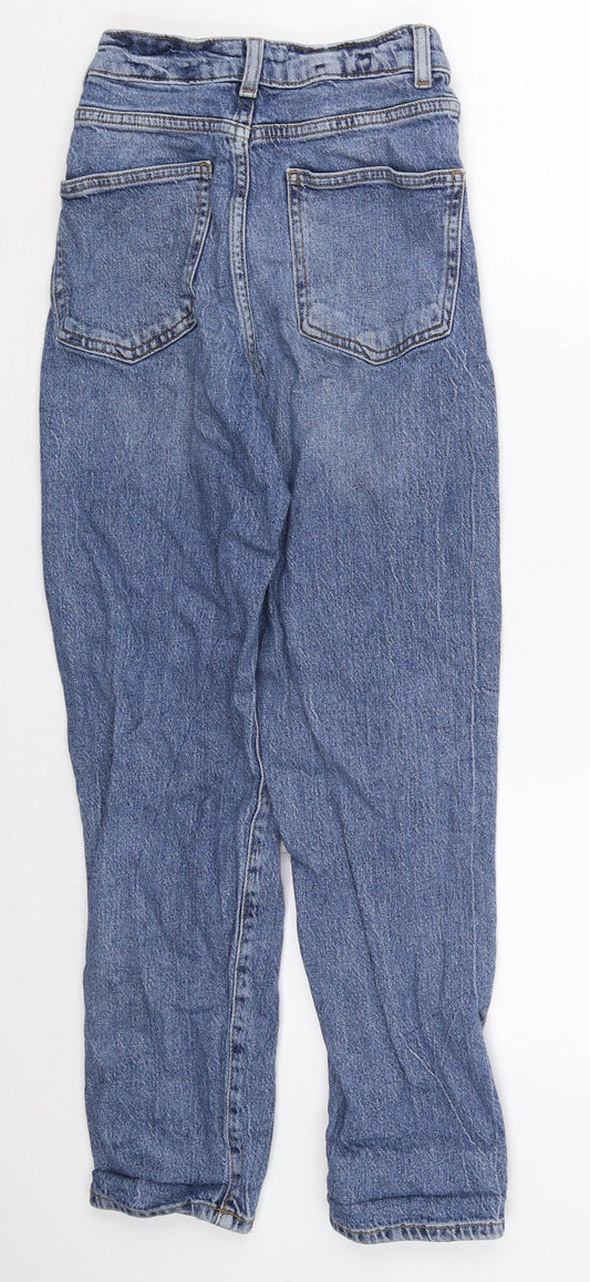 New Look Womens Blue Cotton Mom Jeans Size 6 L26 in Regular Button