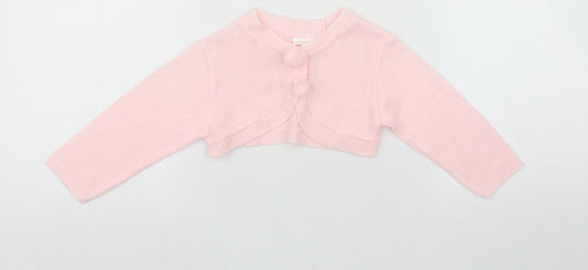 Little Nosh Baby Pink Acrylic Cardigan Jumper Size 6-9 Months Button