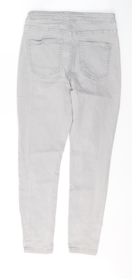 Marks and Spencer Womens Grey Cotton Skinny Jeans Size 12 L25 in Slim Button