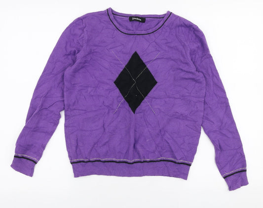 Womens UK Size 12 Kaleidoscope Purple Pullover Jumper