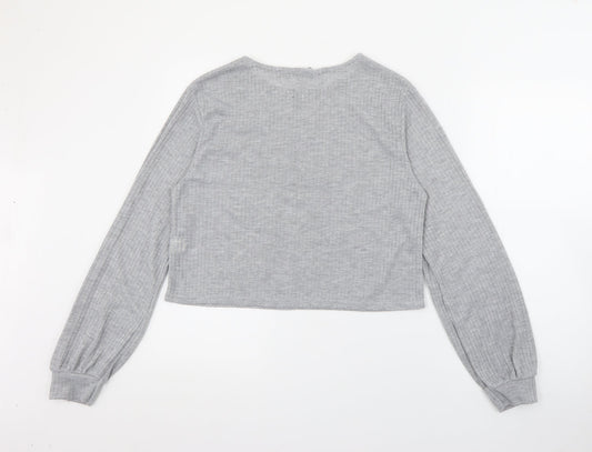 I SAW IT FIRST Womens Grey Round Neck Polyester Pullover Jumper Size 14