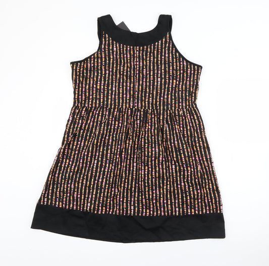 Zuppe Womens Black Geometric Cotton Fit & Flare Size 4 Square Neck