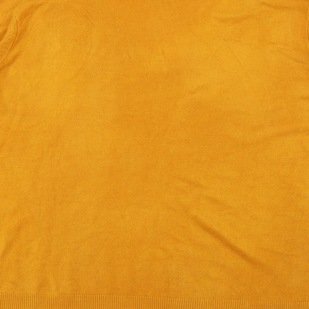 Primark Womens Yellow V-Neck Acrylic Pullover Jumper Size L