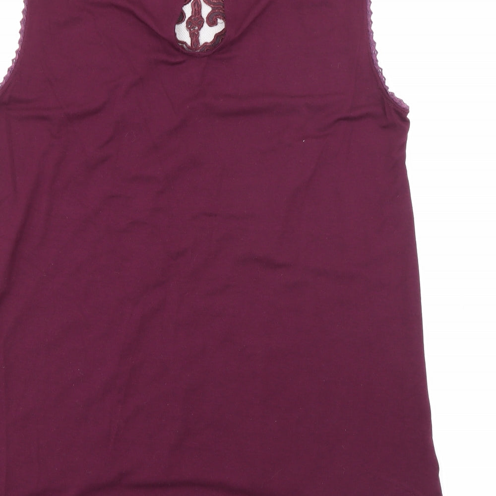 AX Paris Womens Purple Cotton Camisole Tank Size 10 Boat Neck