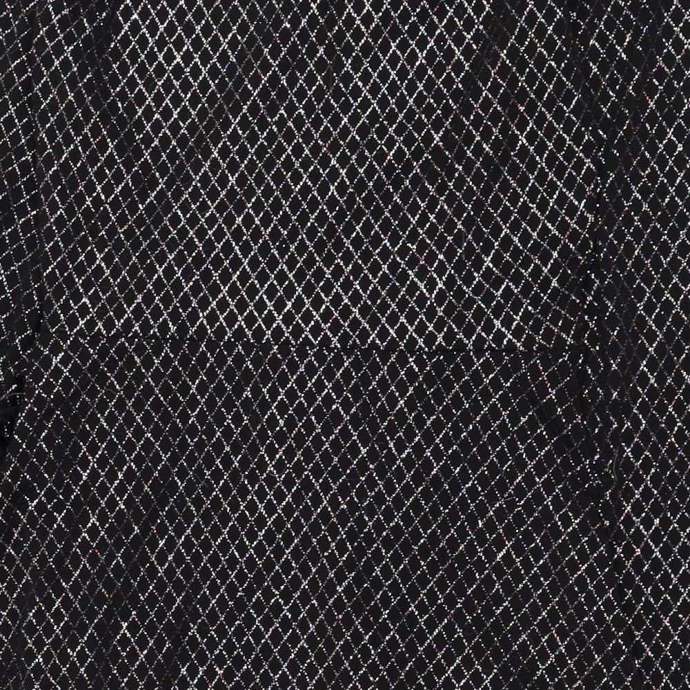 Brand and care label for Red Herring women’s black check polyester wrap dress, size UK 10, v-neck tie