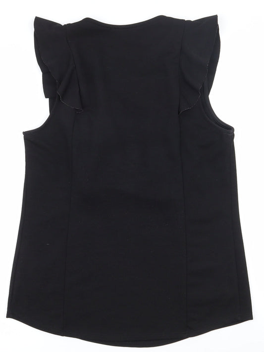 Papaya Womens Black Polyester Basic Tank Size 10 Round Neck