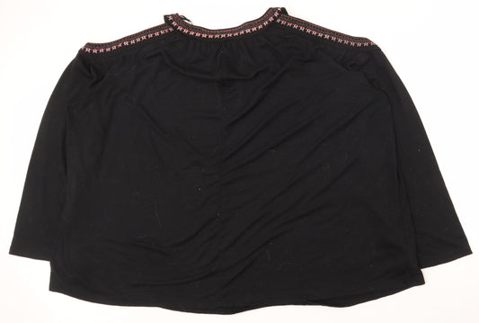 George Womens Black Polyester Basic T-Shirt Size 18 Round Neck