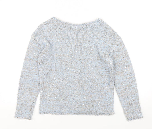 George Womens Blue Round Neck Polyester Pullover Jumper Size 8