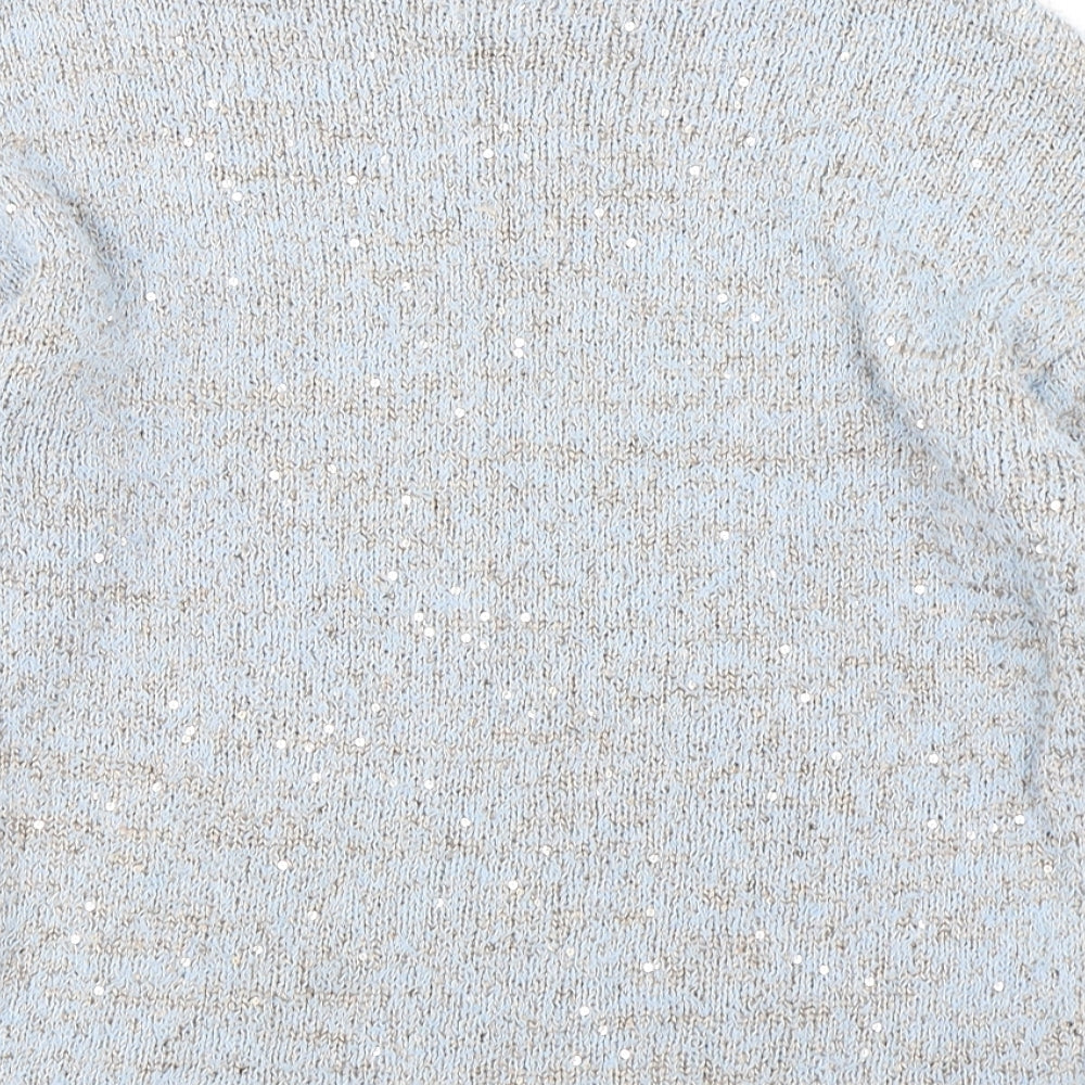 George Womens Blue Round Neck Polyester Pullover Jumper Size 8